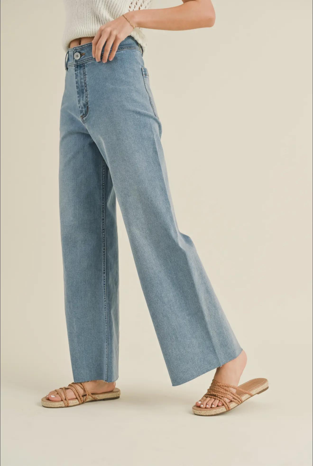 The new DENIM STRAIGHT WIDE LEG PANTS are the most heavenly denim 