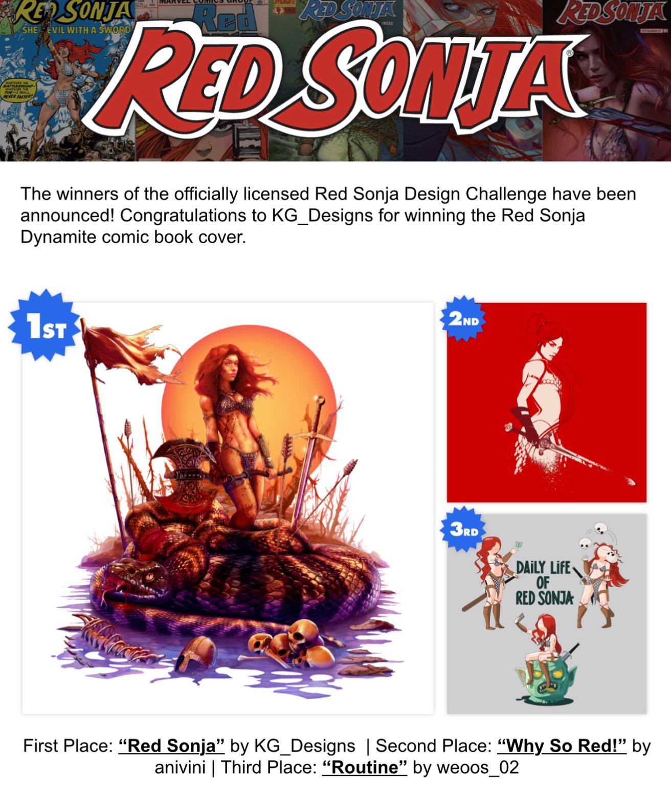 Red Sonja - THE WINNERS of the 2023 Red Sonja @threadless...