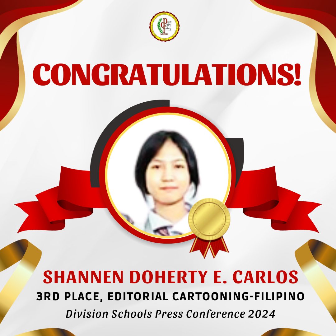 Congratulations to our Grade 10 student, Shannen Doherty E. Carlos and ...