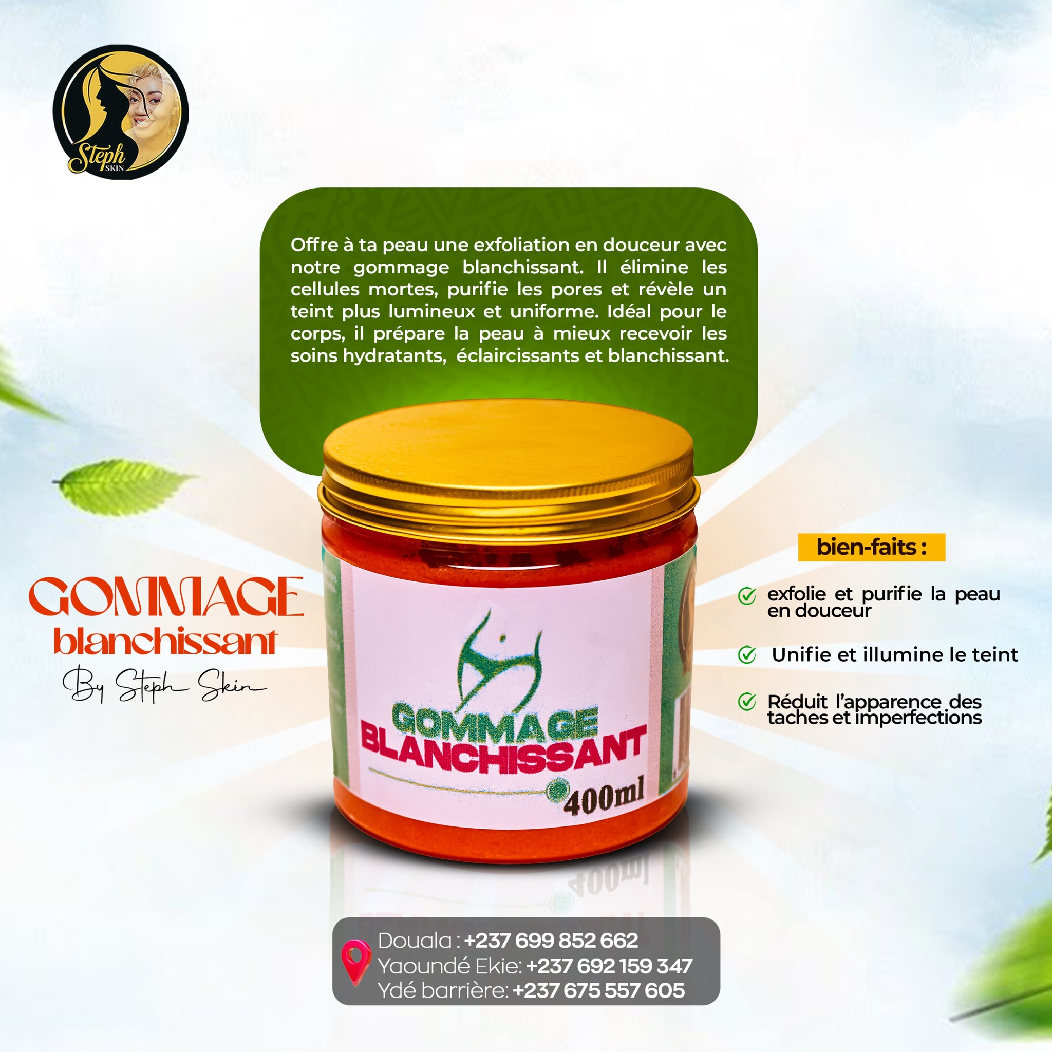 Gommage Visage Et Corps BMCBEAUTY - Blanchissant, éclat Immédiat - 500g - Bio, Sans Parabène