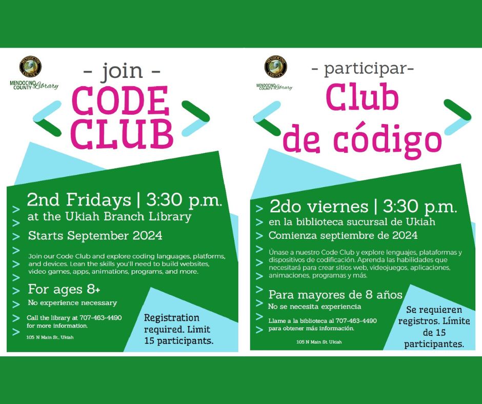 Ukiah - We are starting a fun, new chapter in Code Club. For those who ...