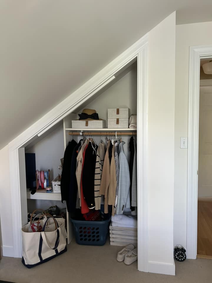 Slanted Ceiling Closet Design Even In An Off Shaped Room With A Sloped