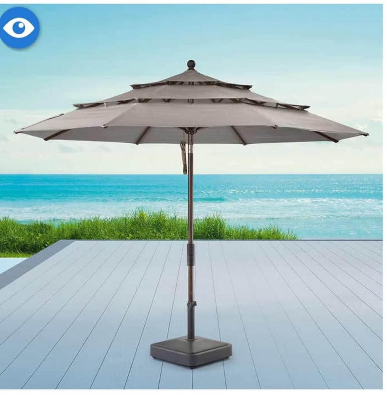 cheap 6 piece patio set with umbrella POLYWOOD Chippendale Outdoor End Tables COLOR:SMOKEY GRIT/BROWN Price_$220 - $990 Weller 10-foot Offset Cantilever in 1.65 umbrella hole