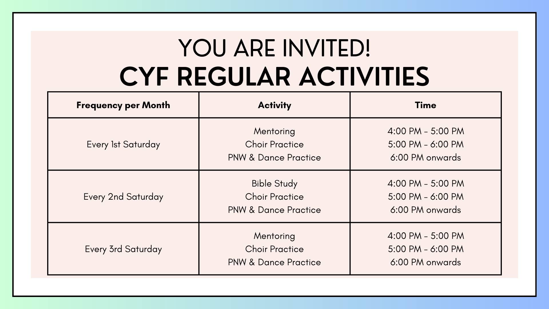 CYF Bailen - CYF welcomes E.Y. 2024-2025 with new schedule...