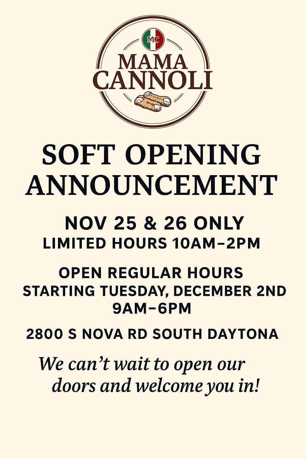 Mama - Soft Opening Announcement! 📣 We are excited to announce our soft ...