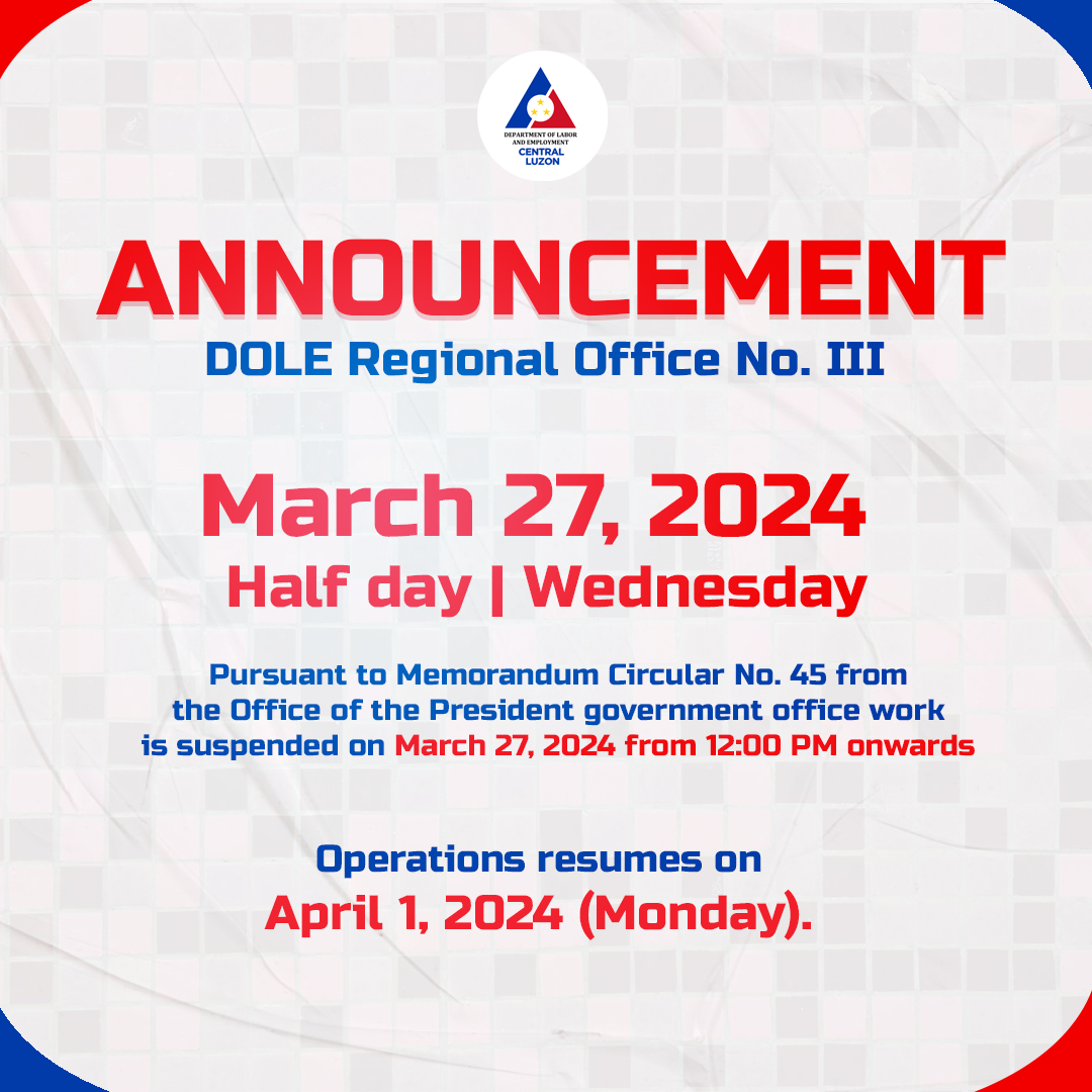 #PSA: Pursuant to Memorandum... - DOLE Pampanga Field Office