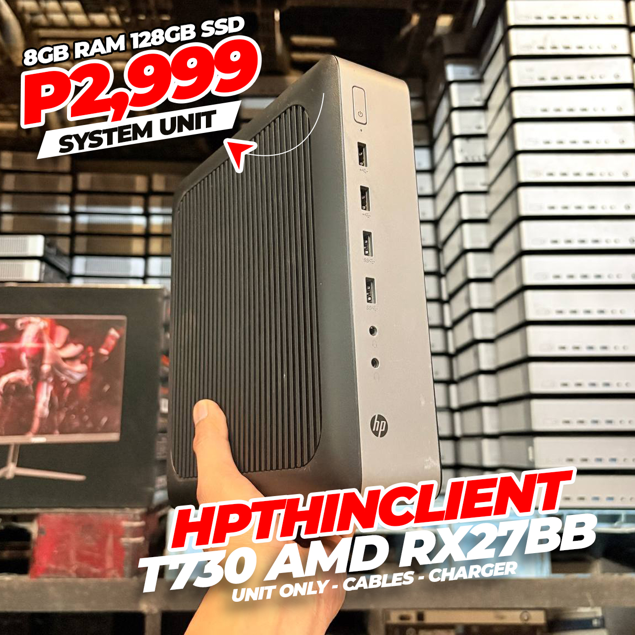 HP T730 Thin Client – AMD RX-427BB 2.7GHz, 8GB RAM, Slot PCIe, GPU R7 – Economico, Usato