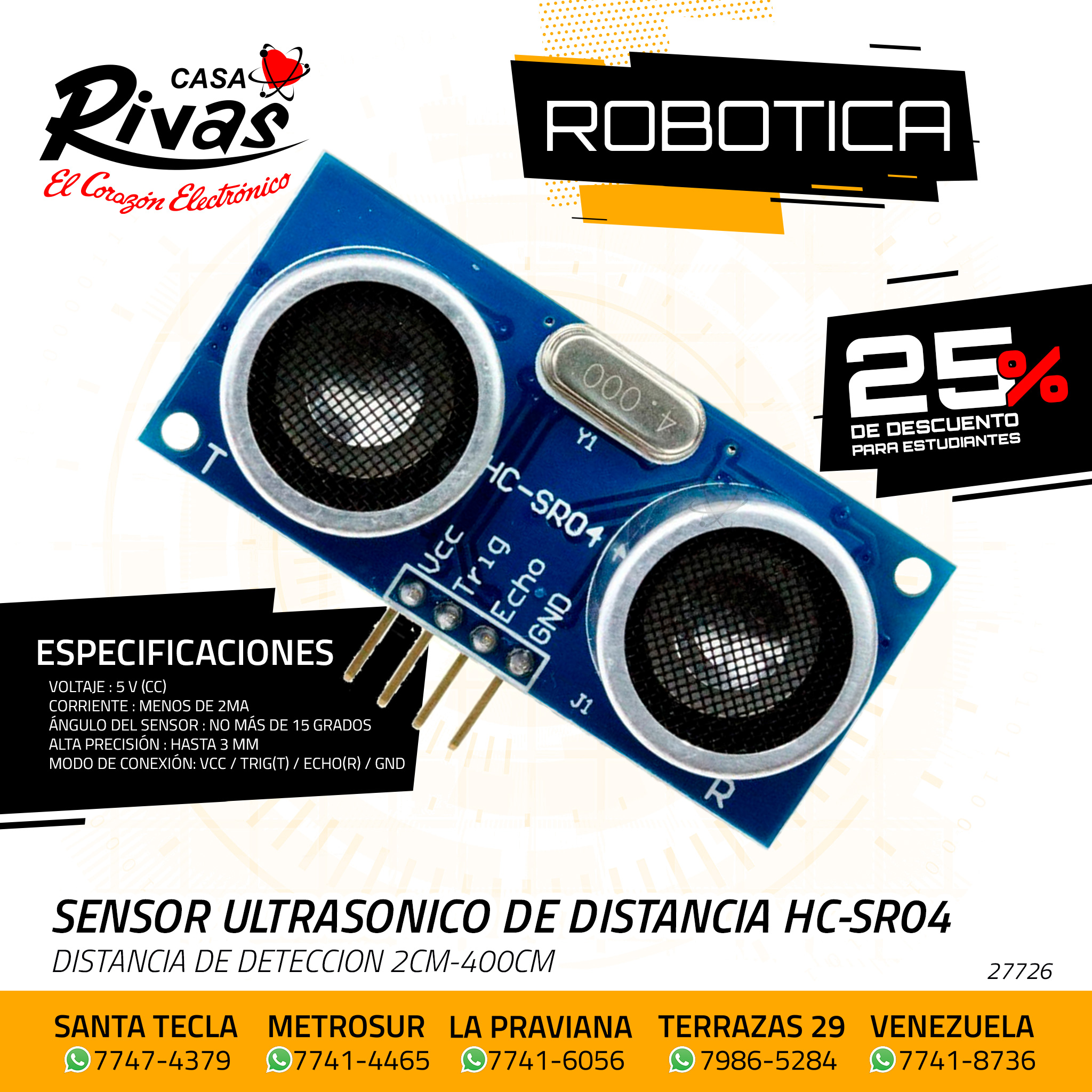 Modulo Sensor Ultrasónico de... - Casa Rivas Electrónica