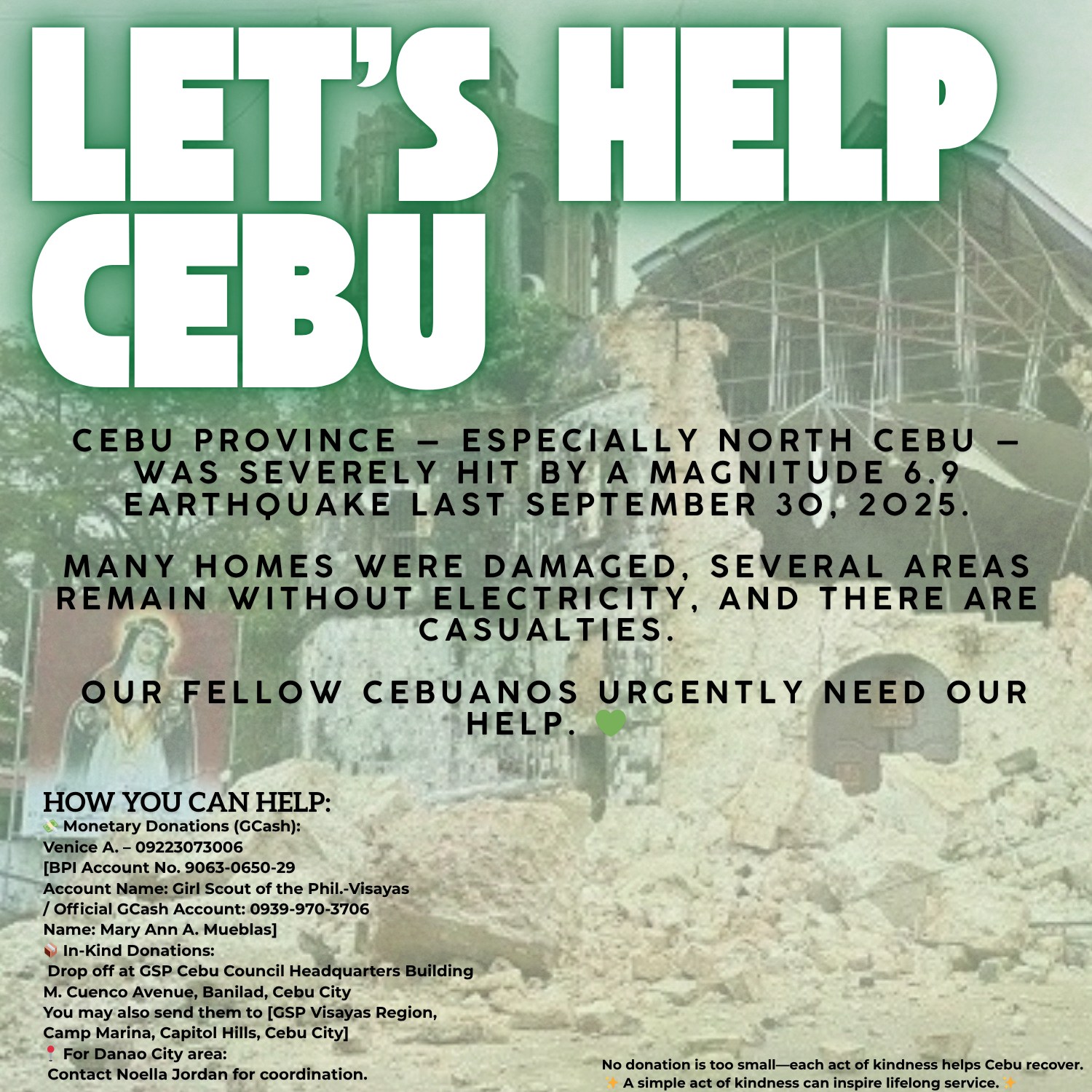💚 LET’S HELP CEBU! 💚 The... - GIRL SCOUTS OF THE PHILIPPINES | Facebook