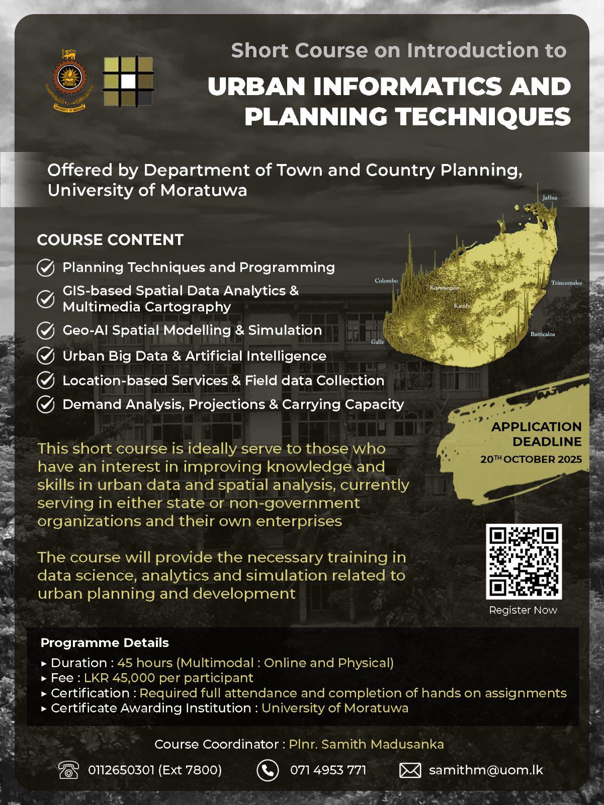 📢 *Short Course on Introduction to Urban Informatics and Planning ...