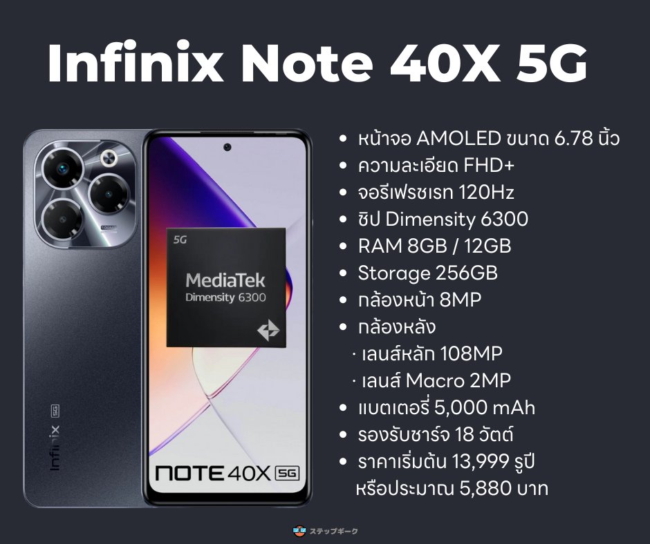 StepGeek - 📱 เปิดตัว Infinix Note 40X 5G... | Facebook