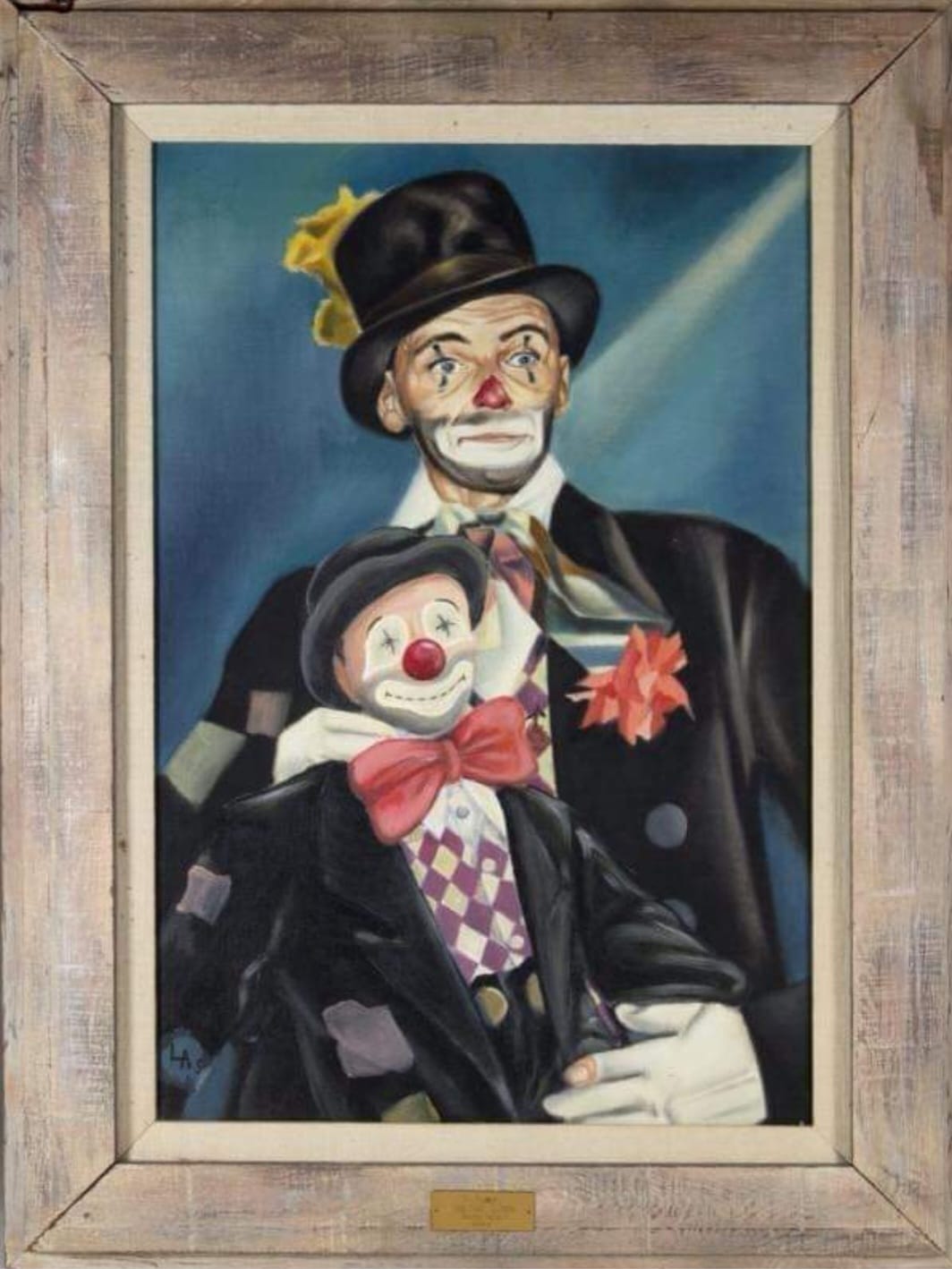 作者「Ken Tie」 作品のタイトルは「Pensive Clown」 This painting was a gift to F.S. by his friend, Jack Benny in 1954