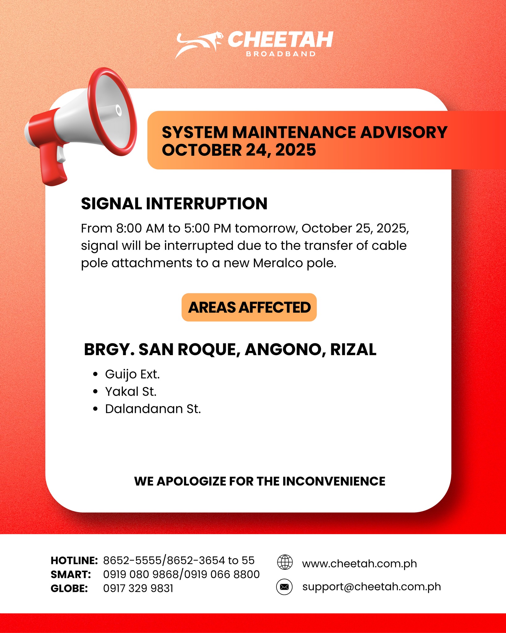 📣 System Maintenance Advisory Please... - CheetahBroadband | Facebook