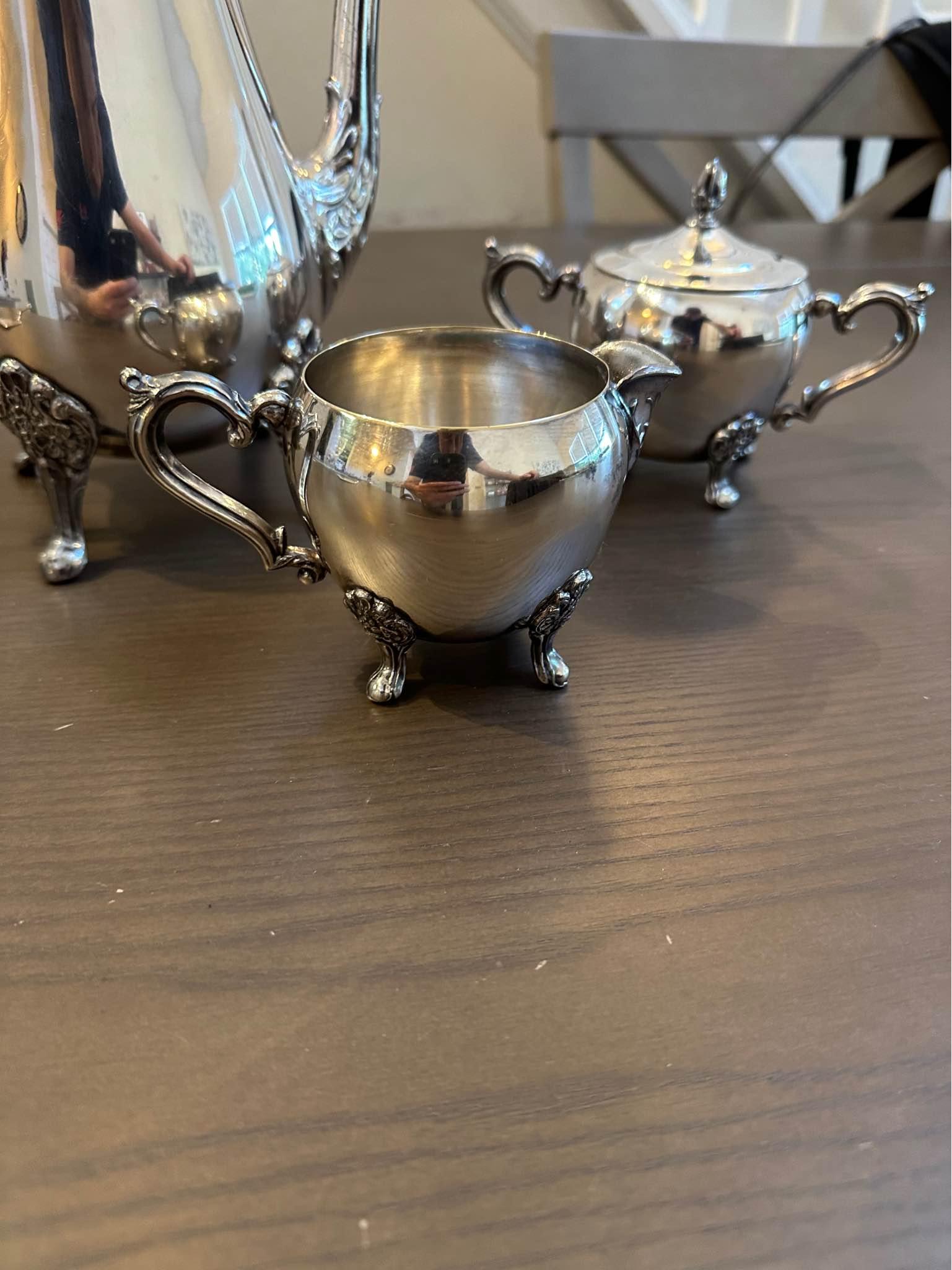 F.B. Rogers Silver Co. Tea/Coffee Set 3 Piece Silver Plated Pot 