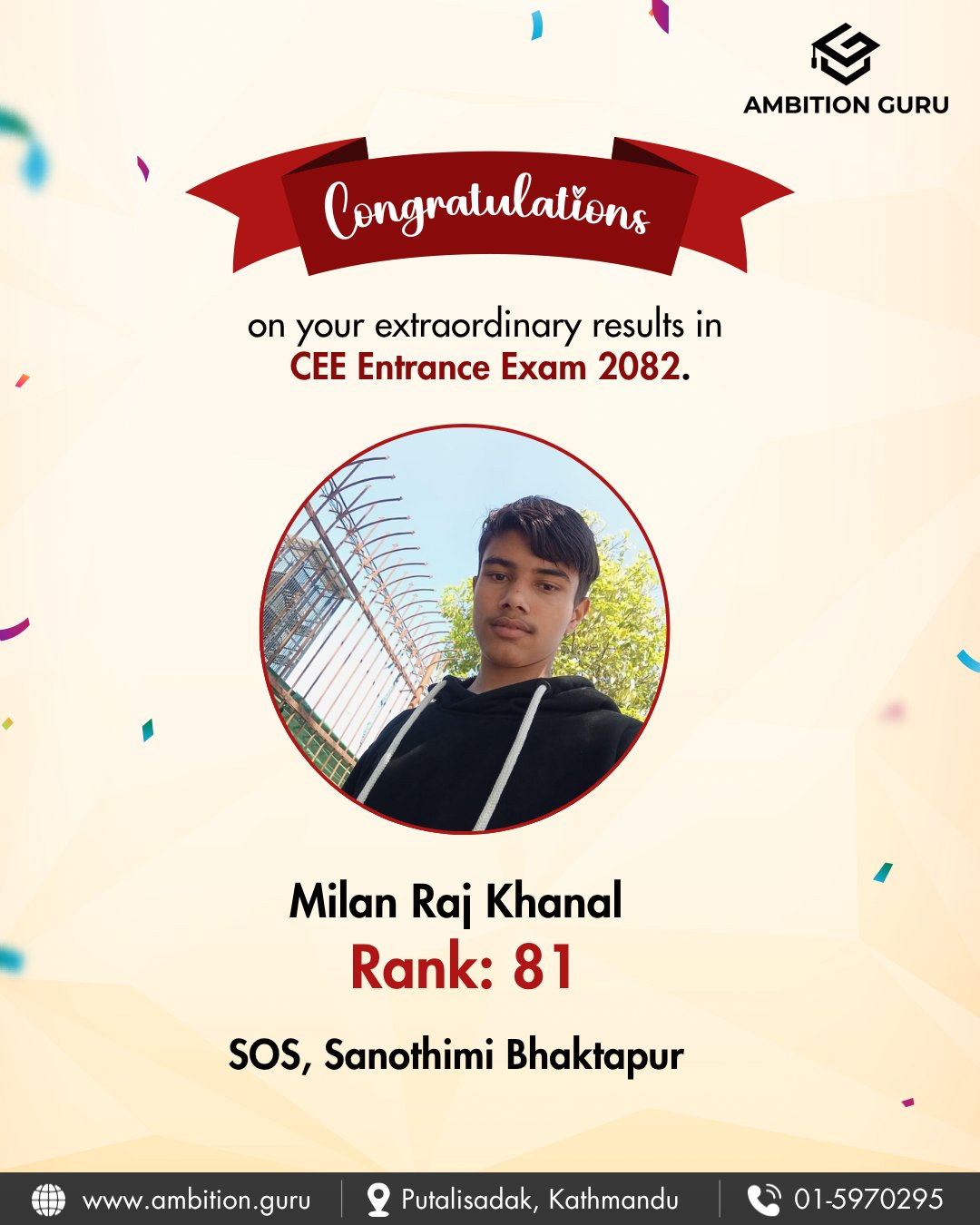 Entrance - Congratulations Milan Raj Khanal for Securing Rank 81 in CEE ...