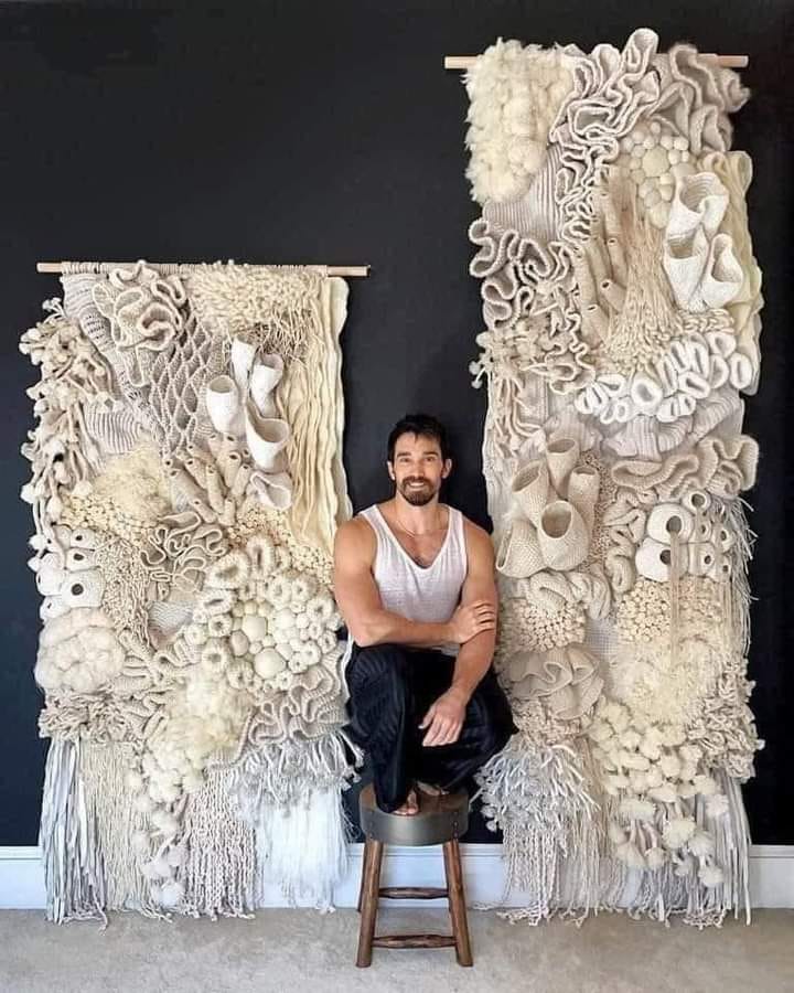 Erik Speer's coral and shell reef textile art