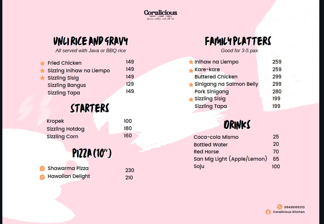 UPDATED MENU‼️ WE ACCEPT CREDITCARD... - Coralicious Kitchen | Facebook