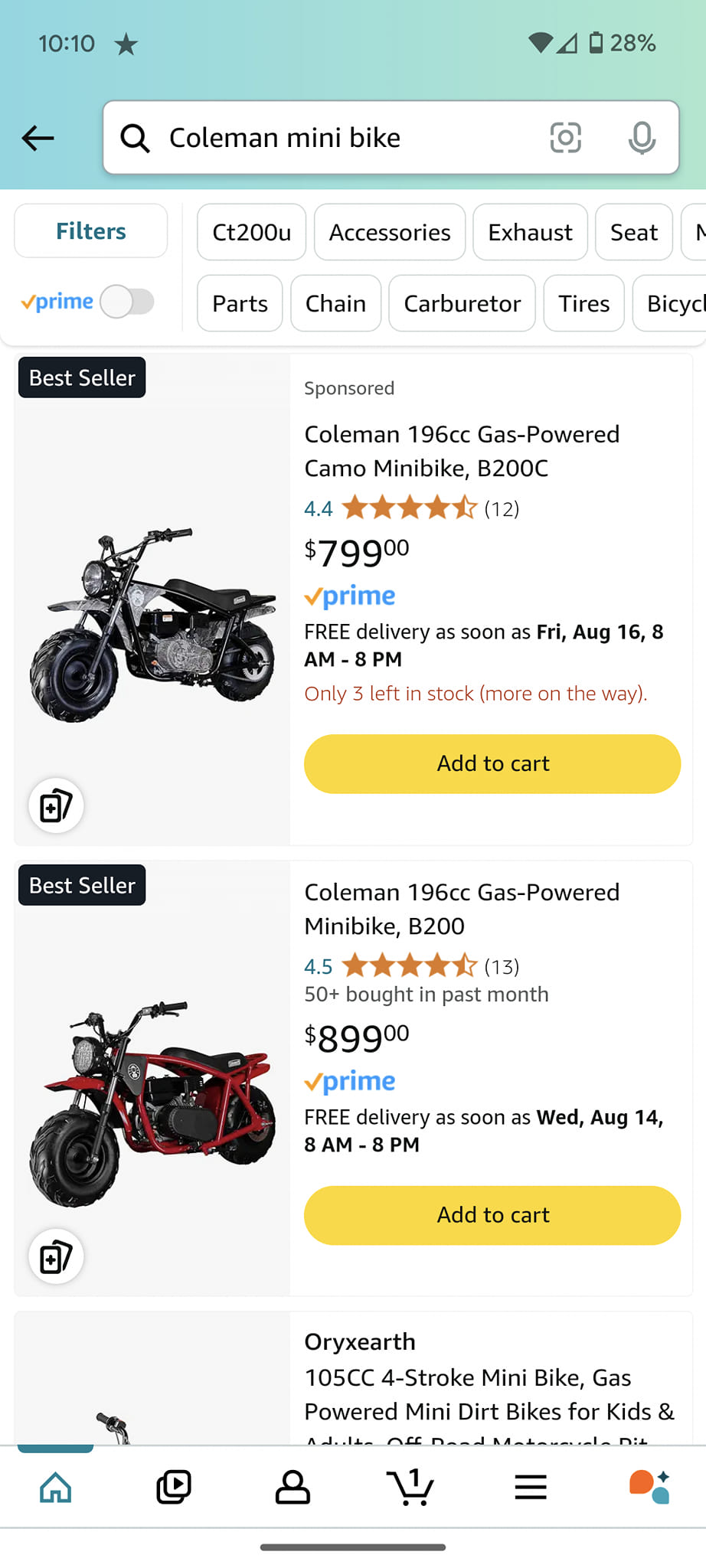coleman b200c mini bike speed B200RSV double shock absorbers minimize vibrations and shocks thus ensuring an enjoyable ride User What is the difference between