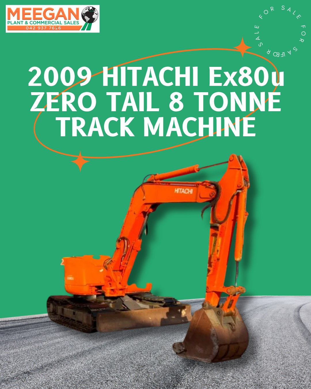 🔶 FOR SALE - 2009 HITACHI EX80U ZERO TAIL 🔶 8-tonne tracked