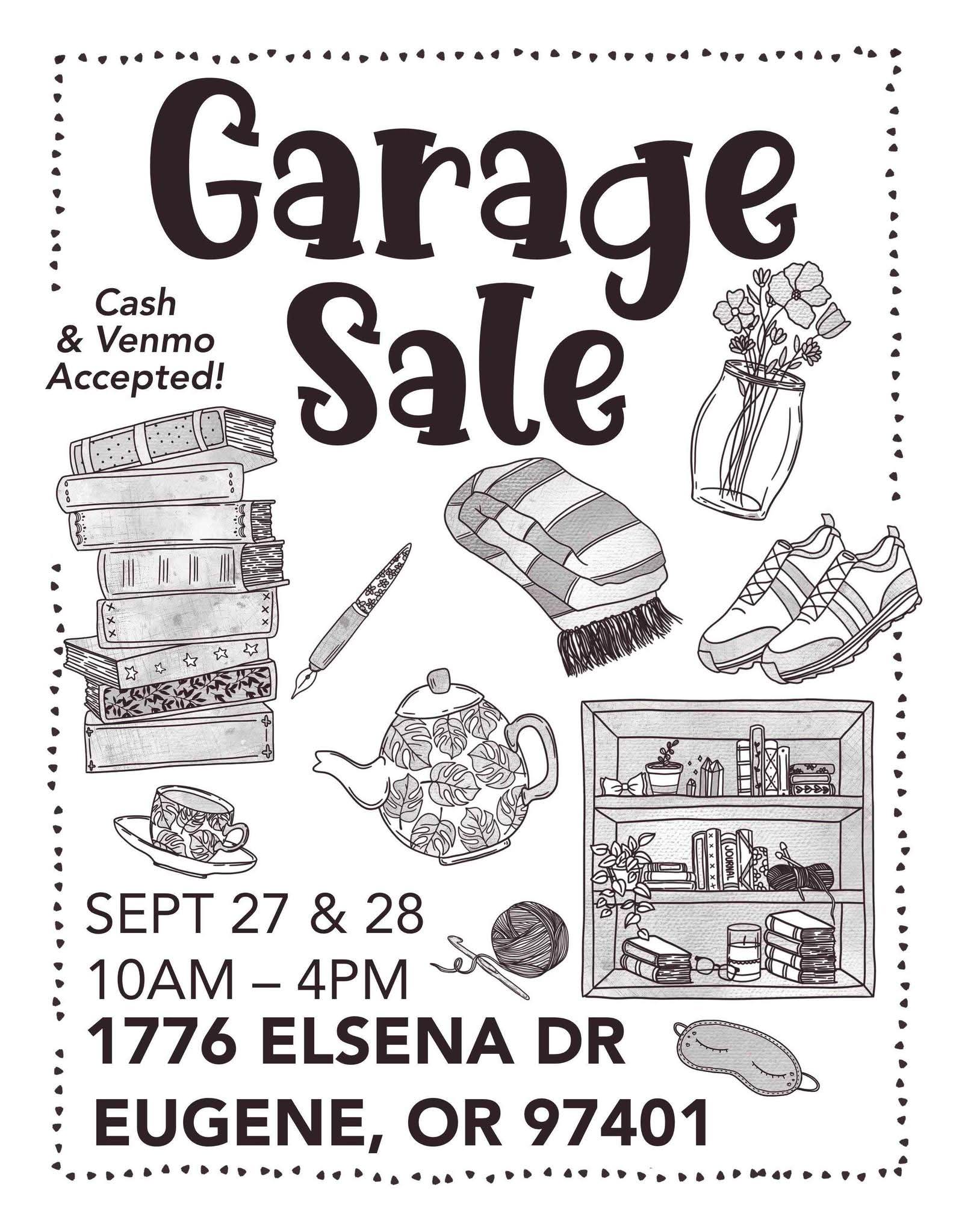 Multi-household yard sale event in Eugene.