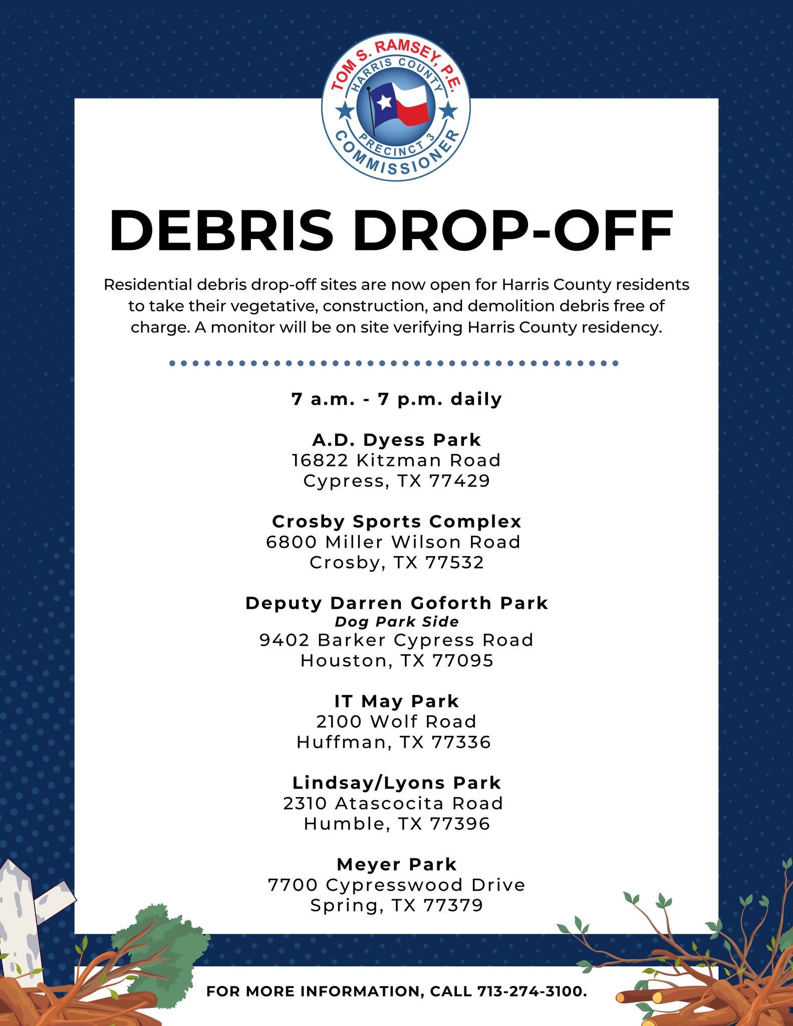 Update All residential storm debris drop-off site locations are now ...
