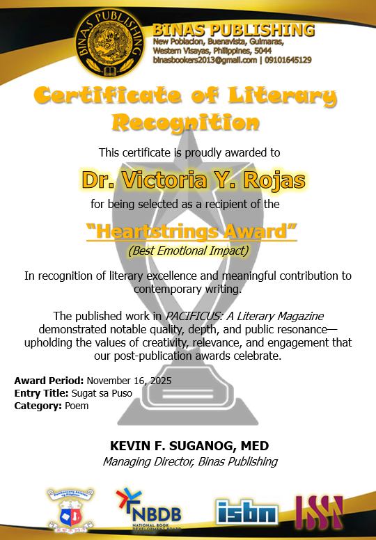 Binas - AWARD ANNOUNCEMENT Presented by Binas Publishing We proudly ...