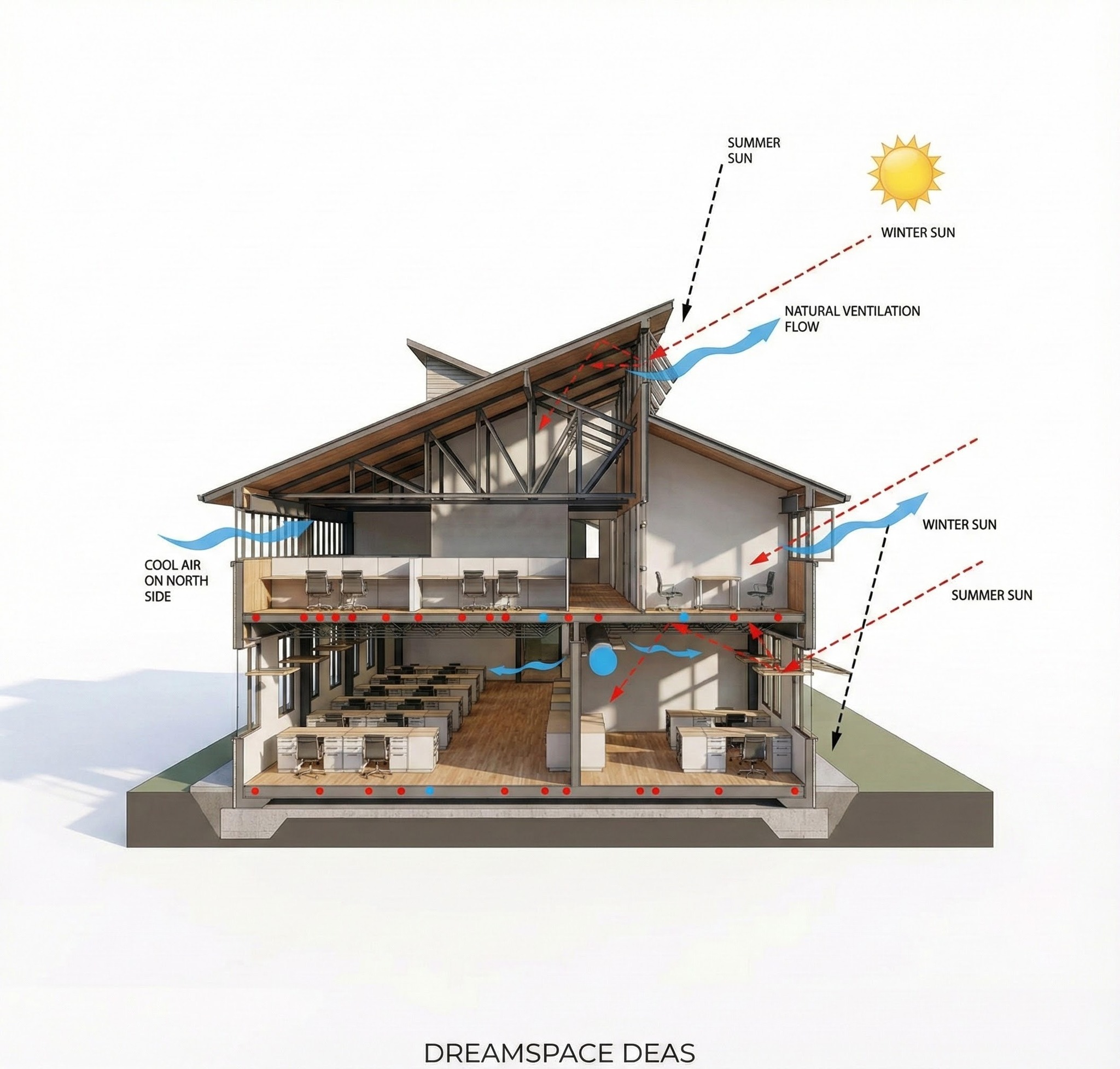 DreamSpace - This is a cutaway design of a climate-smart building that ...
