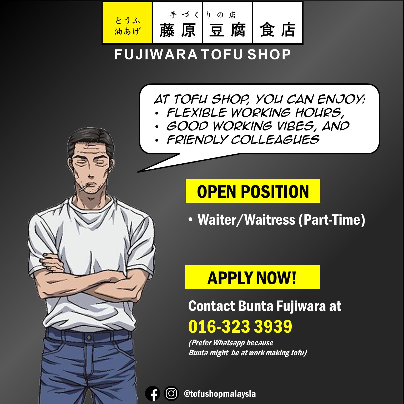(HIRING) Hi, Tofu Shop... - Fujiwara Tofu Shop Malaysia