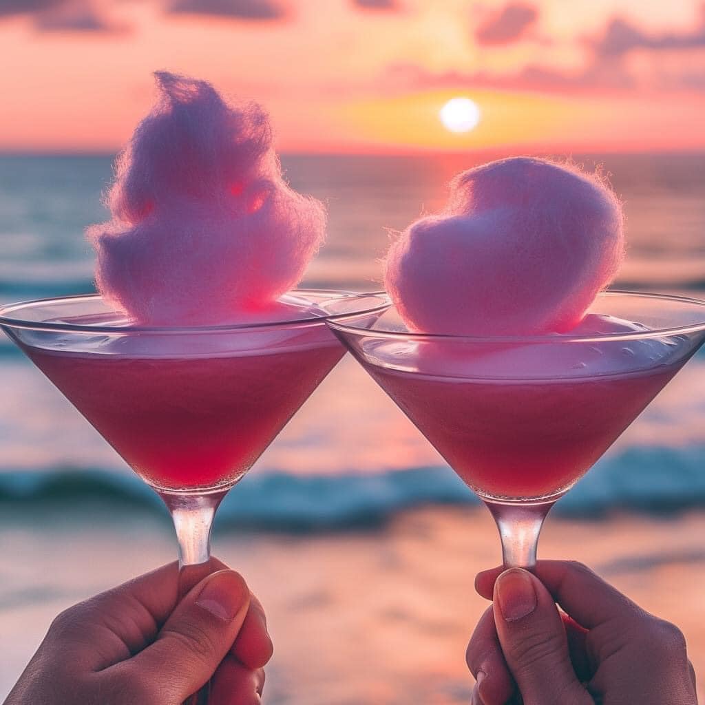 Cotton Candy Cosmo 🍸🍬 Ingredients: 2 oz vodka 1 oz cranberry