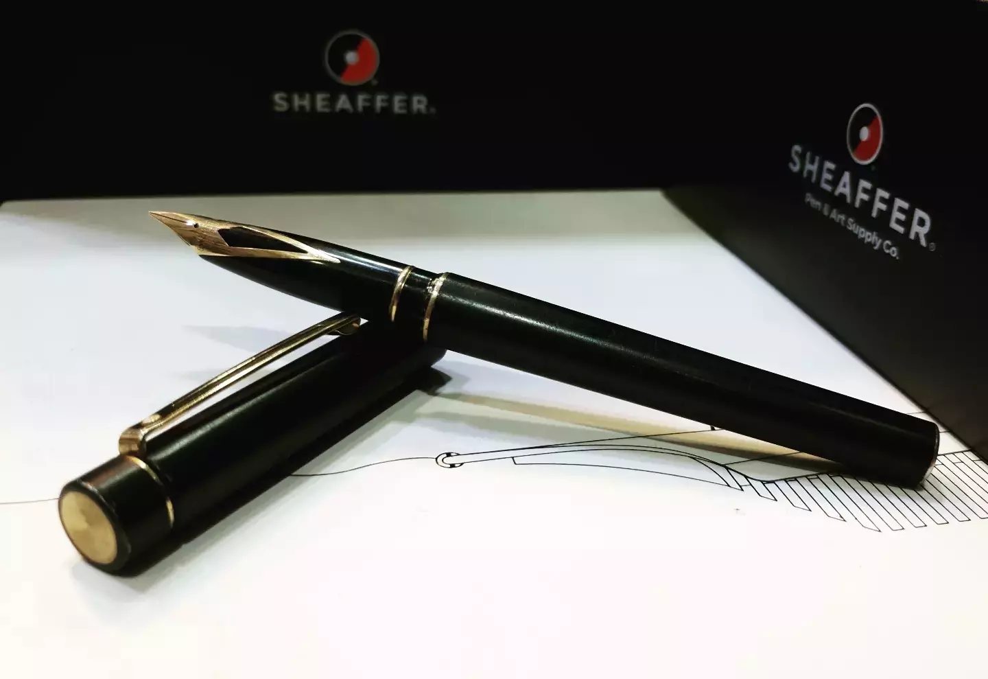 Classic Sheaffer Targa Black matte Fountain Pen, in the larger