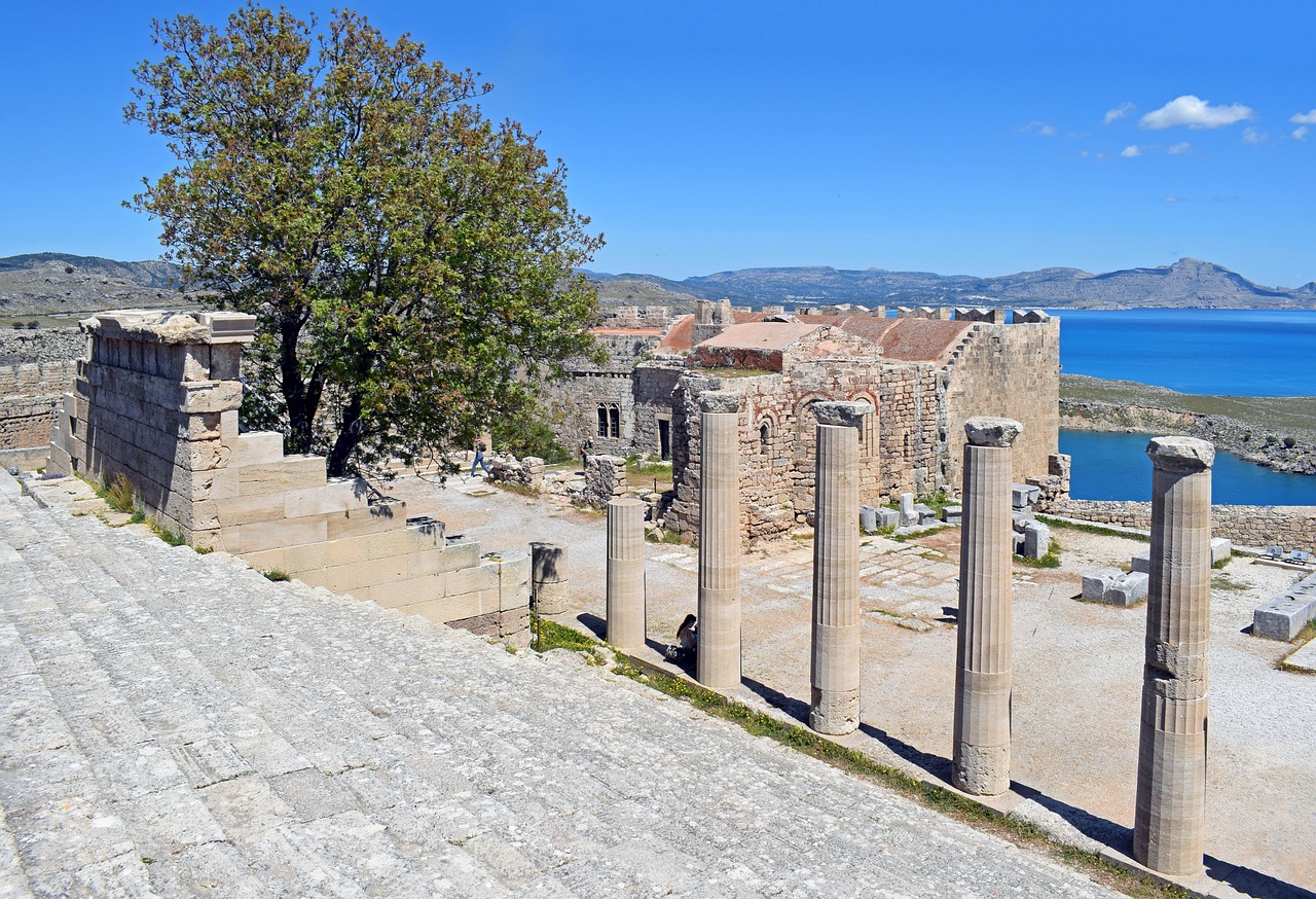 Rhodes - At the top of the Lindos Acropolis, you'll find the remains of ...