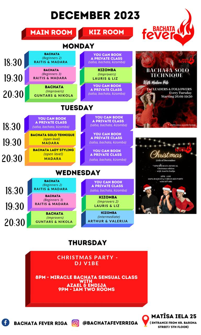 Dear dancers, please find schedule... - Bachata Fever Riga