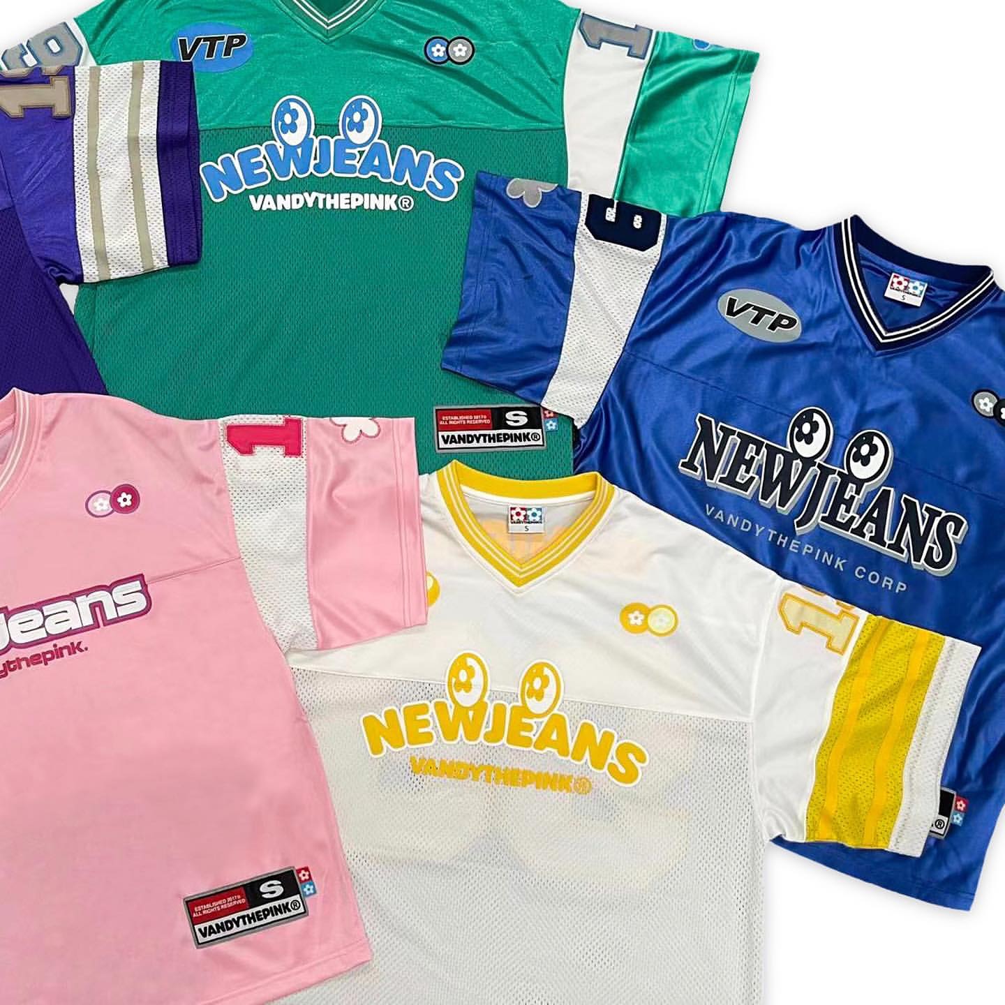 New Jeans x Vandy The Pink custom hockey jersey, varsity jacket