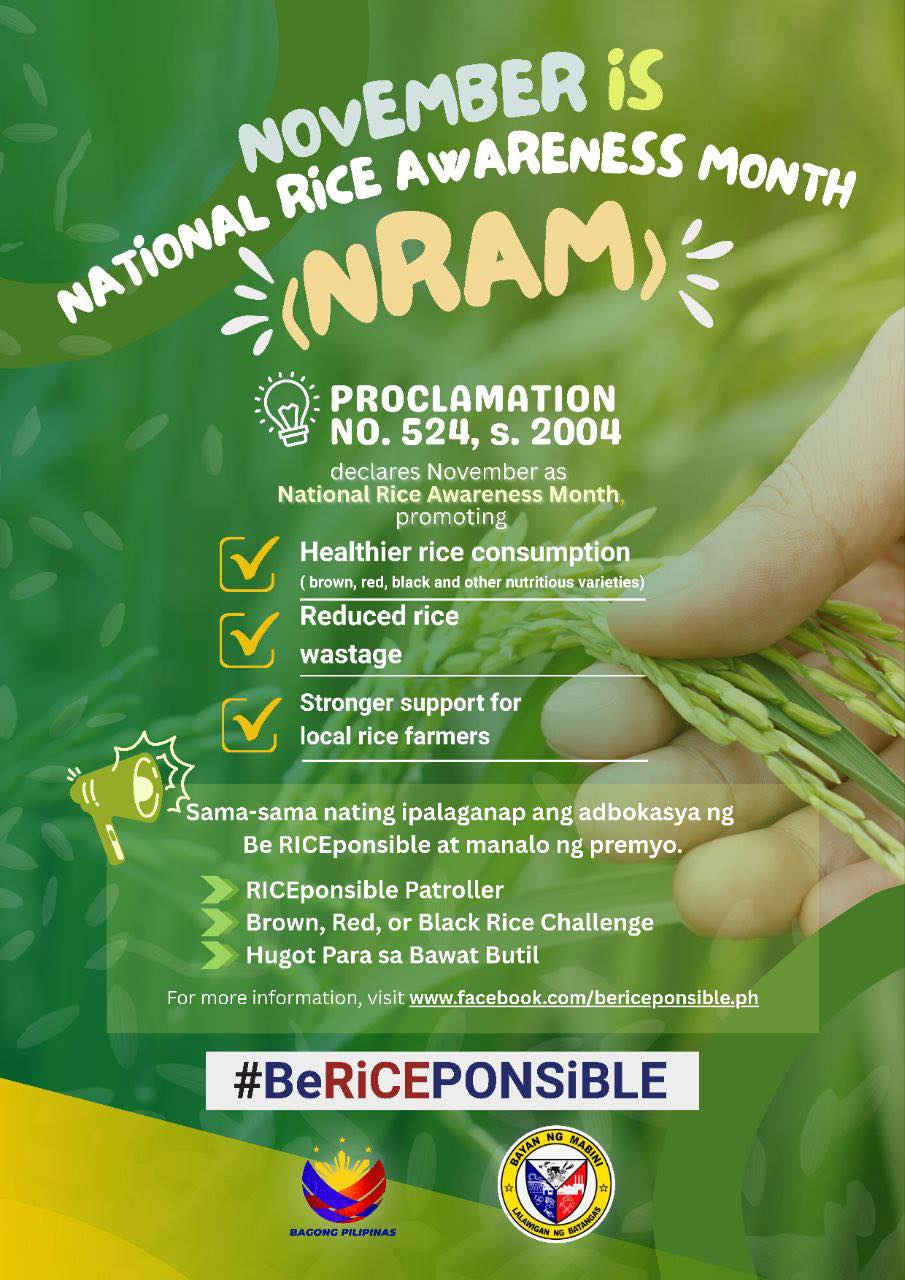 Mabini - 📣 NATIONAL RICE AWARENESS MONTH (NRAM)! 🌾 This November, we ...