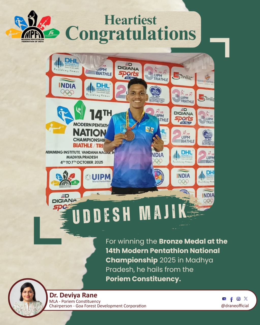 Dr. - Proud moment for Poriem and Goa as Uddesh brings home the Bronze ...