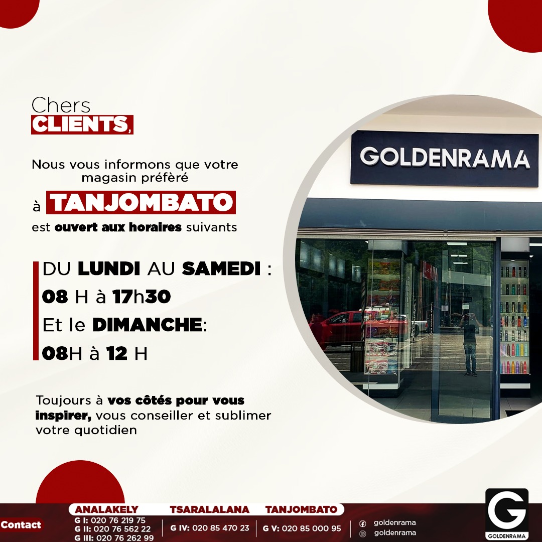 Goldenrama - Chers clients , Nous vous informons que votre magasin ...