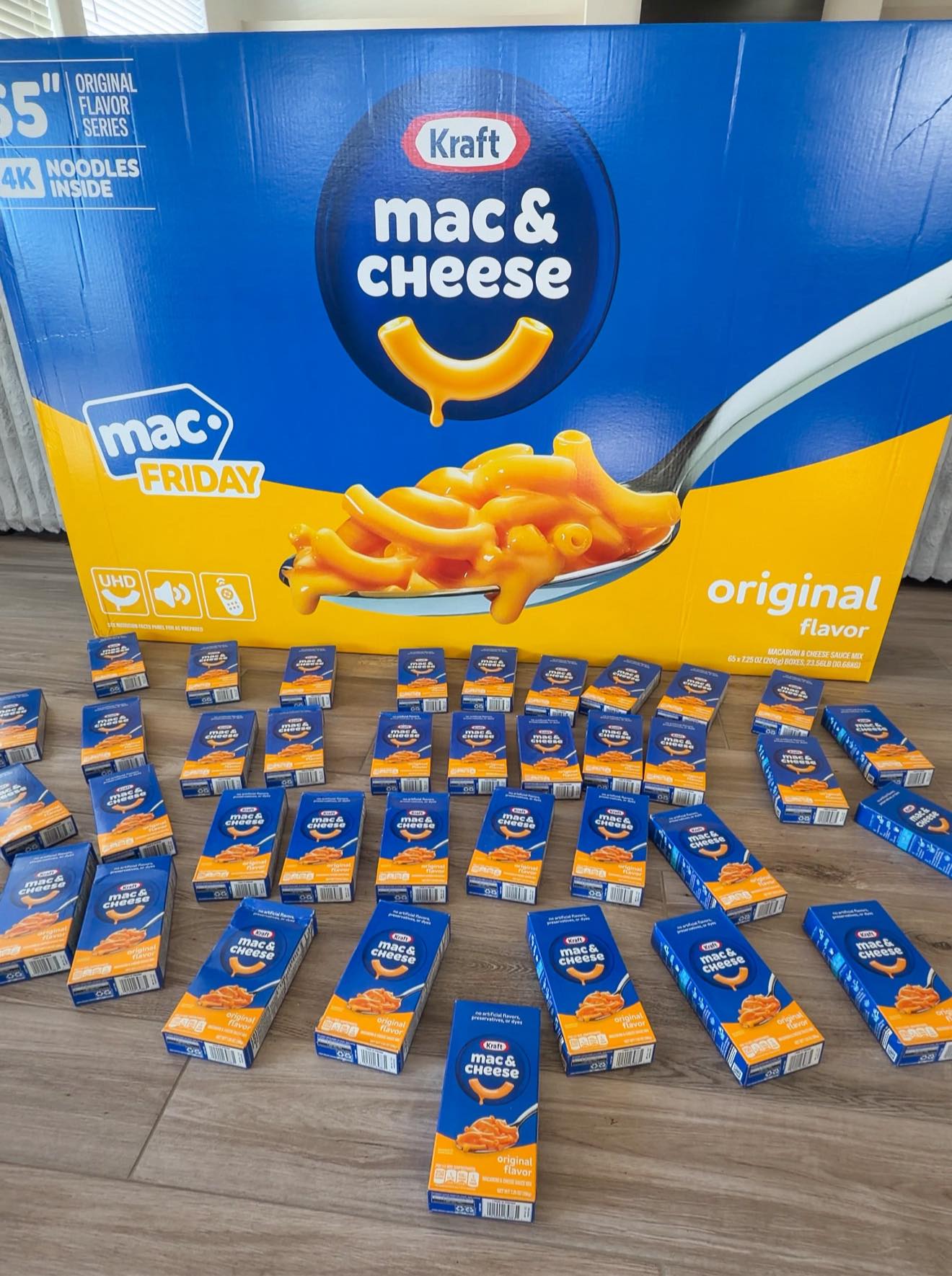 Morgan Chomps - Kraft has 65” Flatscreen TV-Sized Boxes... | Facebook