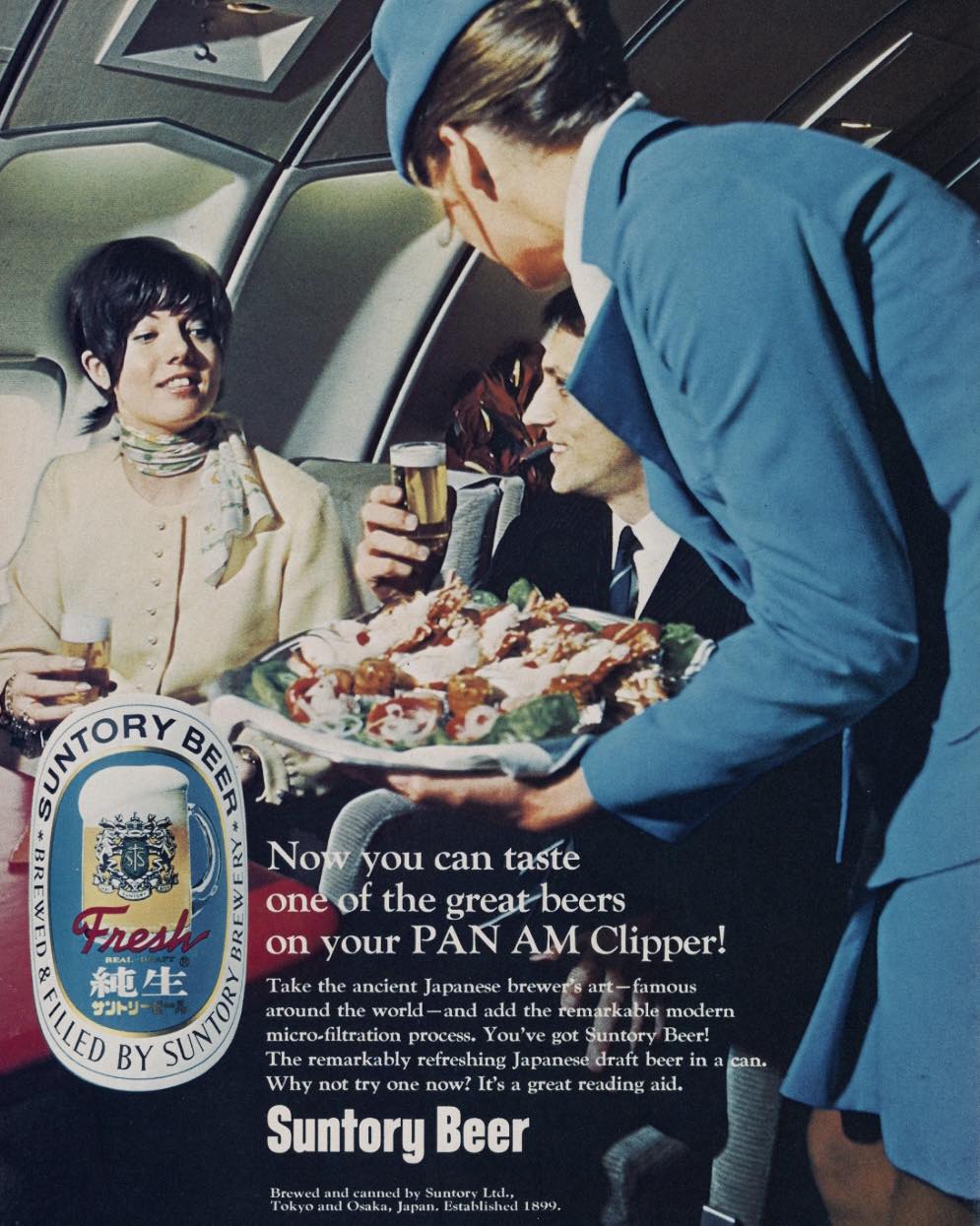 Suntory Jun Nama Japanese draft beer served on Pan American World
