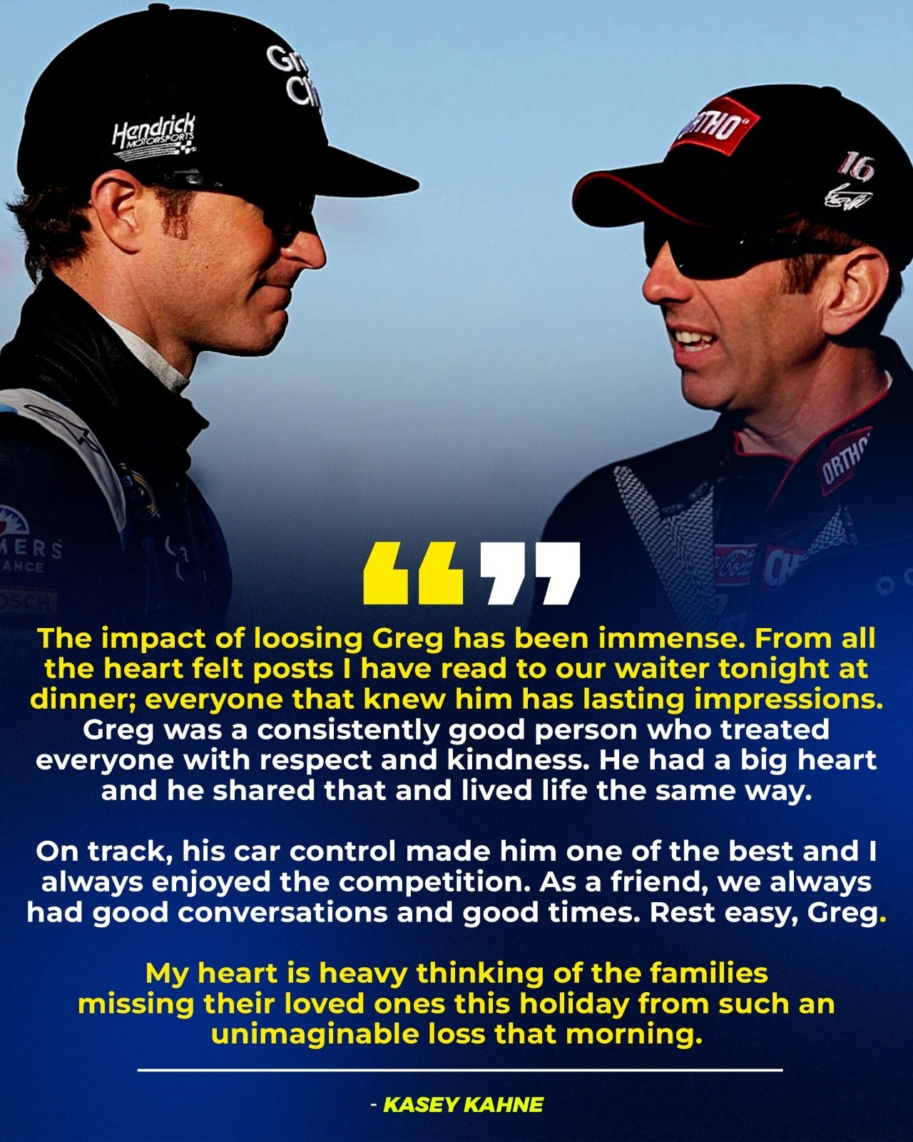 Nascar - Kasey Kahne pays an emotional tribute to Greg, remembering his ...