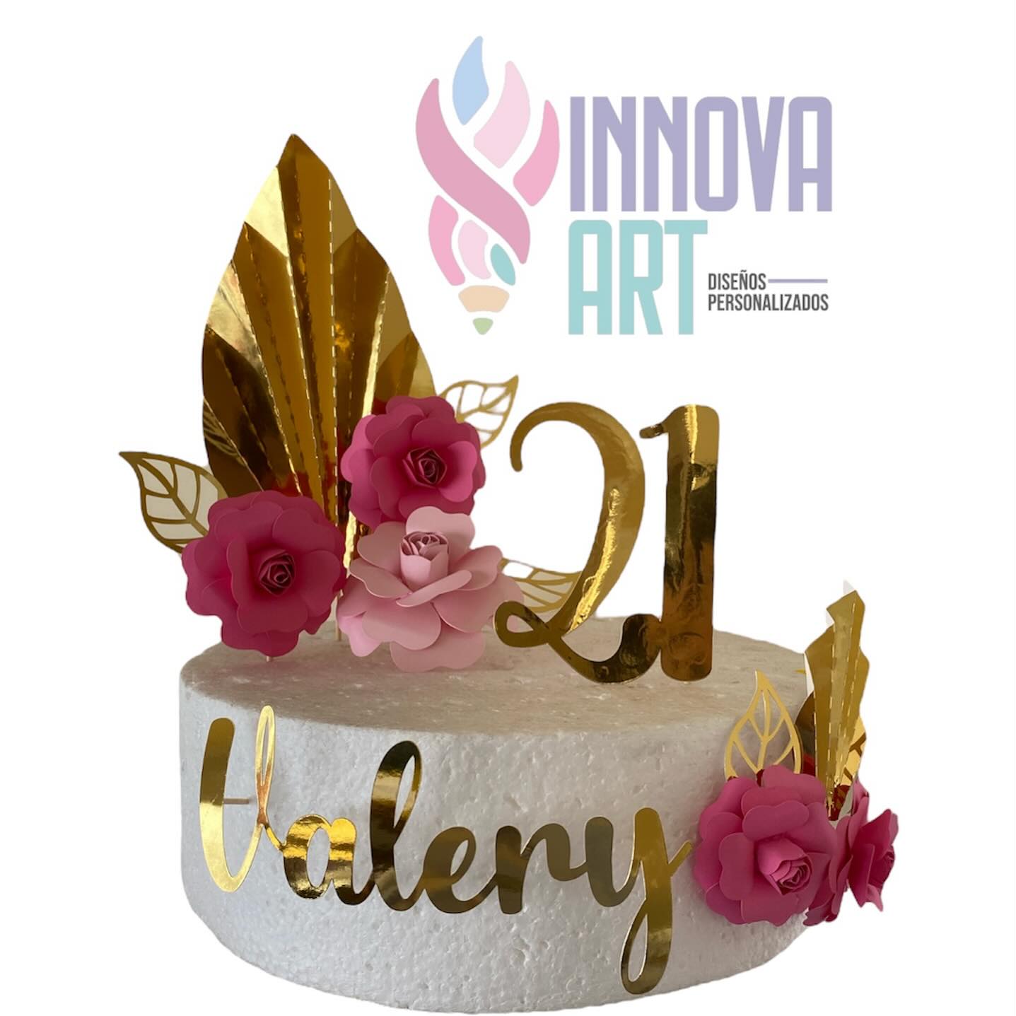 Innova - Cake Topper flores con nombre personalizado, recuerda todas ...