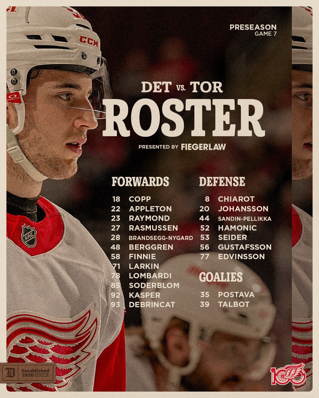 Detroit - Tonight's lineup in Toronto. ⤵️ | Facebook
