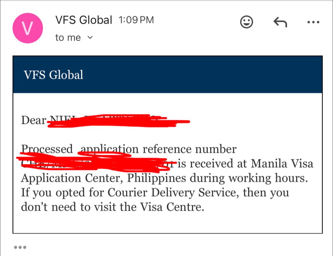 Received this email from VFS Manila For my switzerland visa! | Facebook