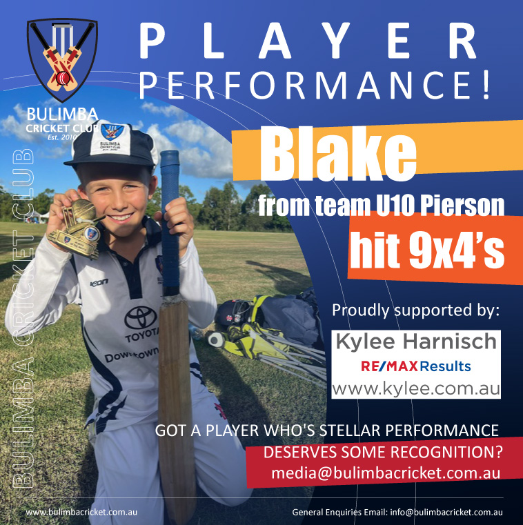 Player Performance! Well done to... - Bulimba Cricket Club