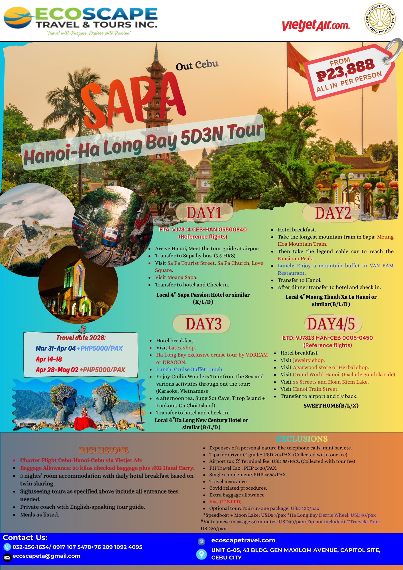 🇻🇳✨ SAPA • HANOI • HA LONG BAY 5 Days • 3 Nights | Out of Cebu