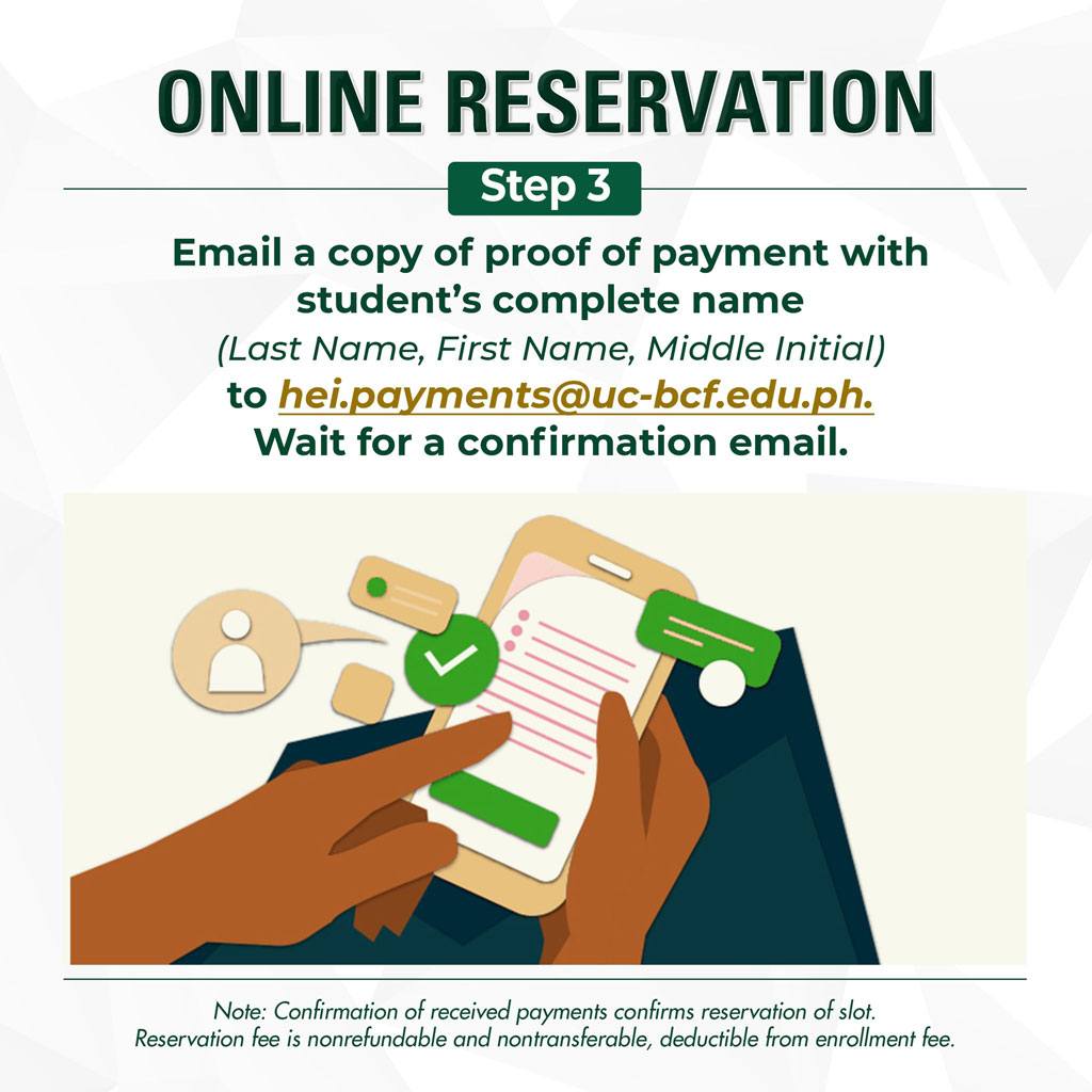 University - Send proof of payment to hei.payments@uc-bcf.edu.ph | Facebook