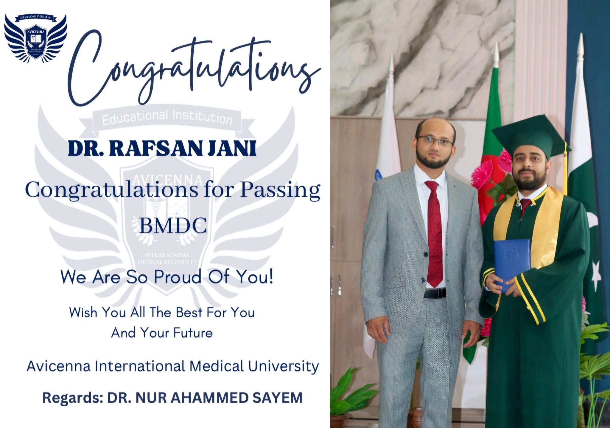 avicenna graduation dress Congratulations to our brilliant student of International Medical University DR. RAFSAN JANI for making us proud once again. He passed BMDC license examination on 26th April 2024. He graduated from Avicenna dressing table with mirror and storage