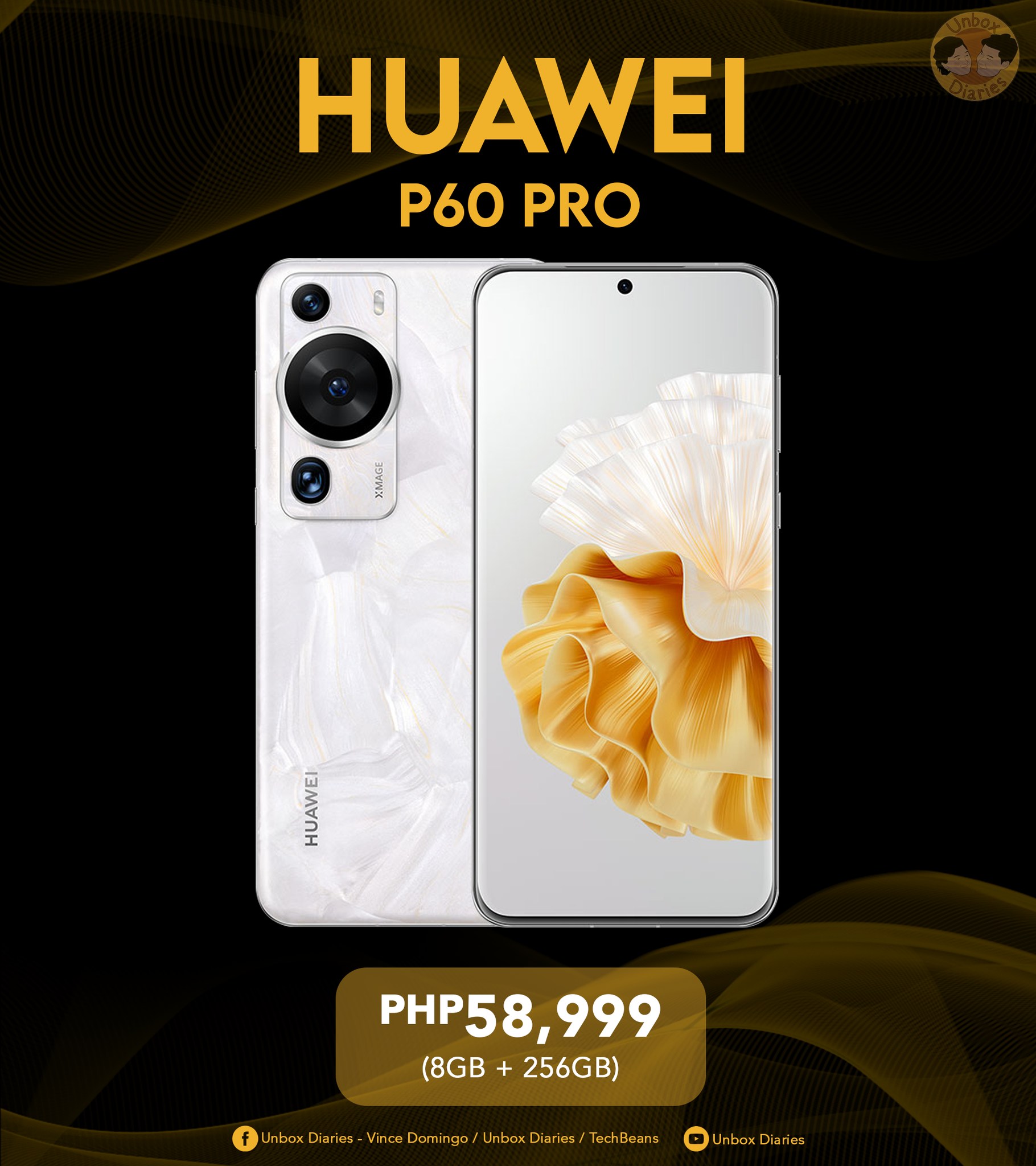 The 8GB/256GB version of the HUAWEI P60 Pro is priced at Php59,999.