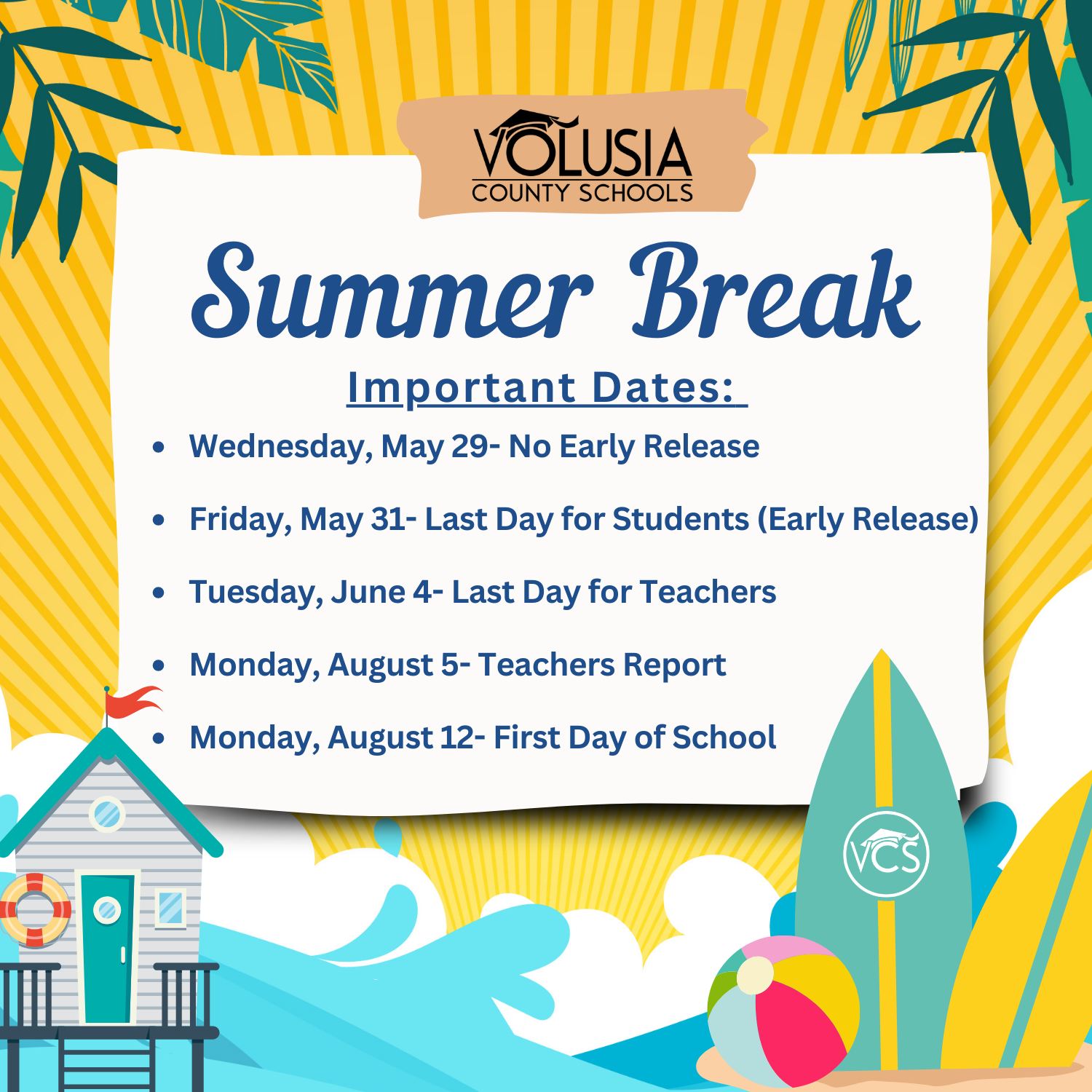 🌞☀️🏖️ Summer Break is right around the corner. Here are some