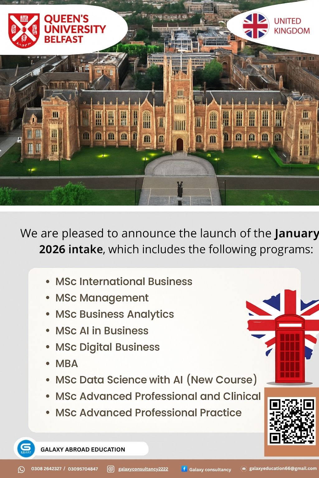 Galaxy - Admissions are now open for the January 2026 intake at Queen’s ...