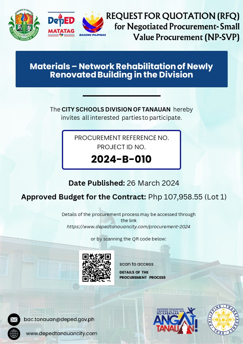 Request for Quotation:... - DepEd Tayo - DepEd Tanauan City | Facebook